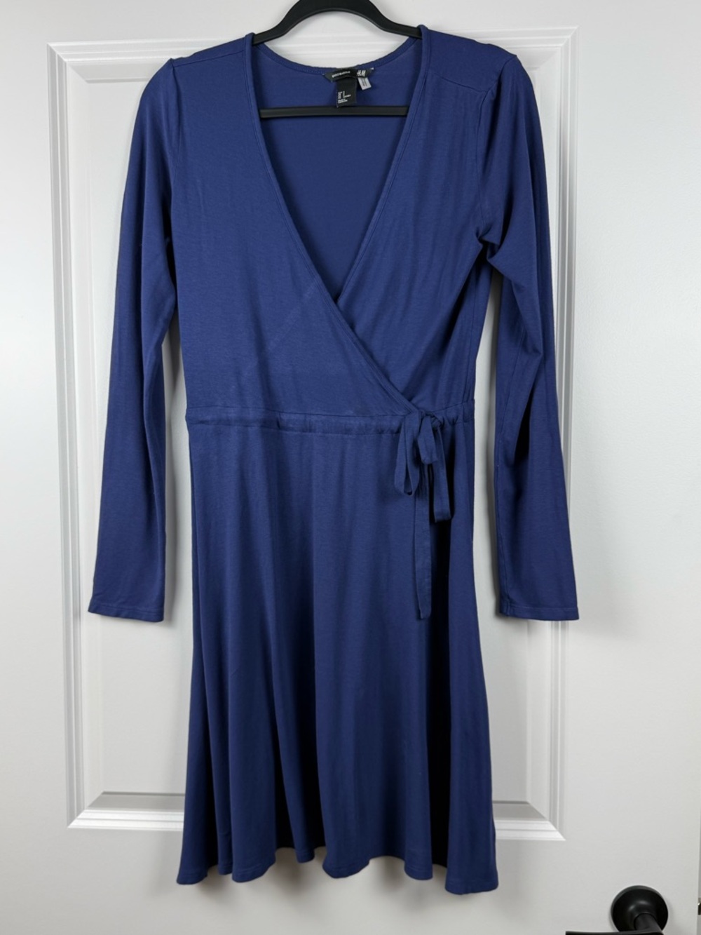 H&M Navy Long Sleeve Wrap-Front Dress